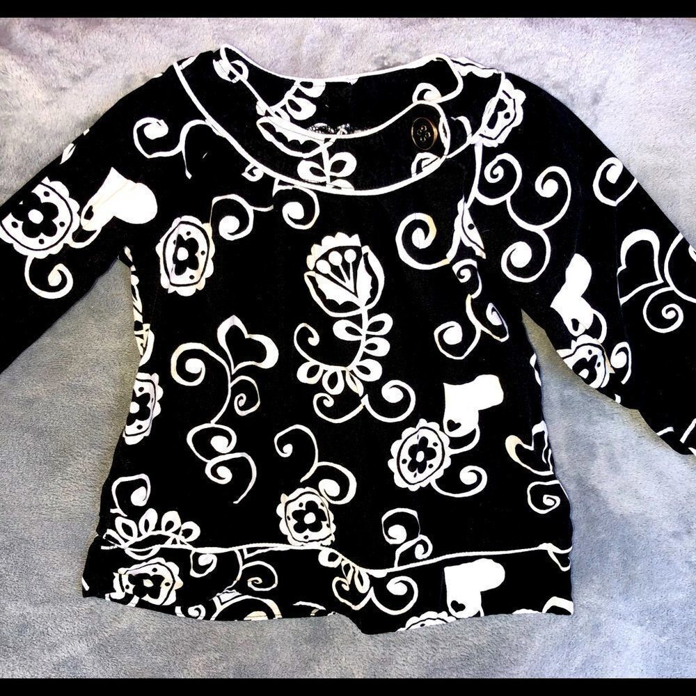 𝅺nwot Girls 18M Savannah Black/White Floral Blouse
